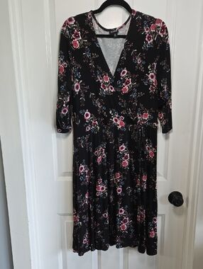 Torrid Dress Black Floral Pink Purple Size 0 Equal to 12